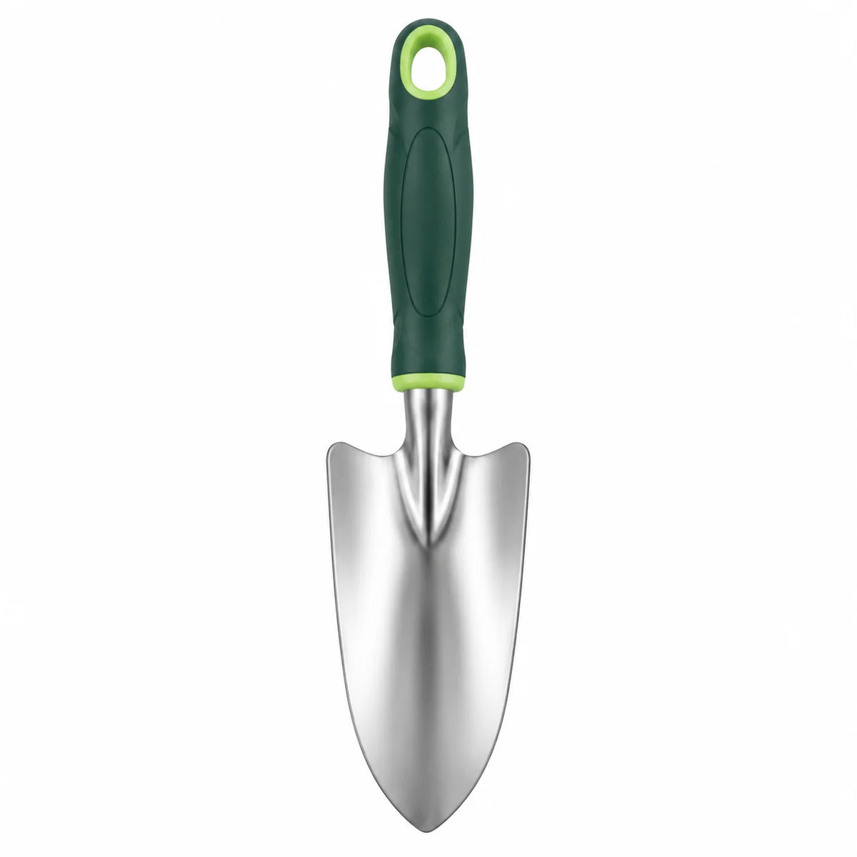 Floranza Garden Hand Trowel with Pointed Metal Scoop and Dark Green Grip Handle