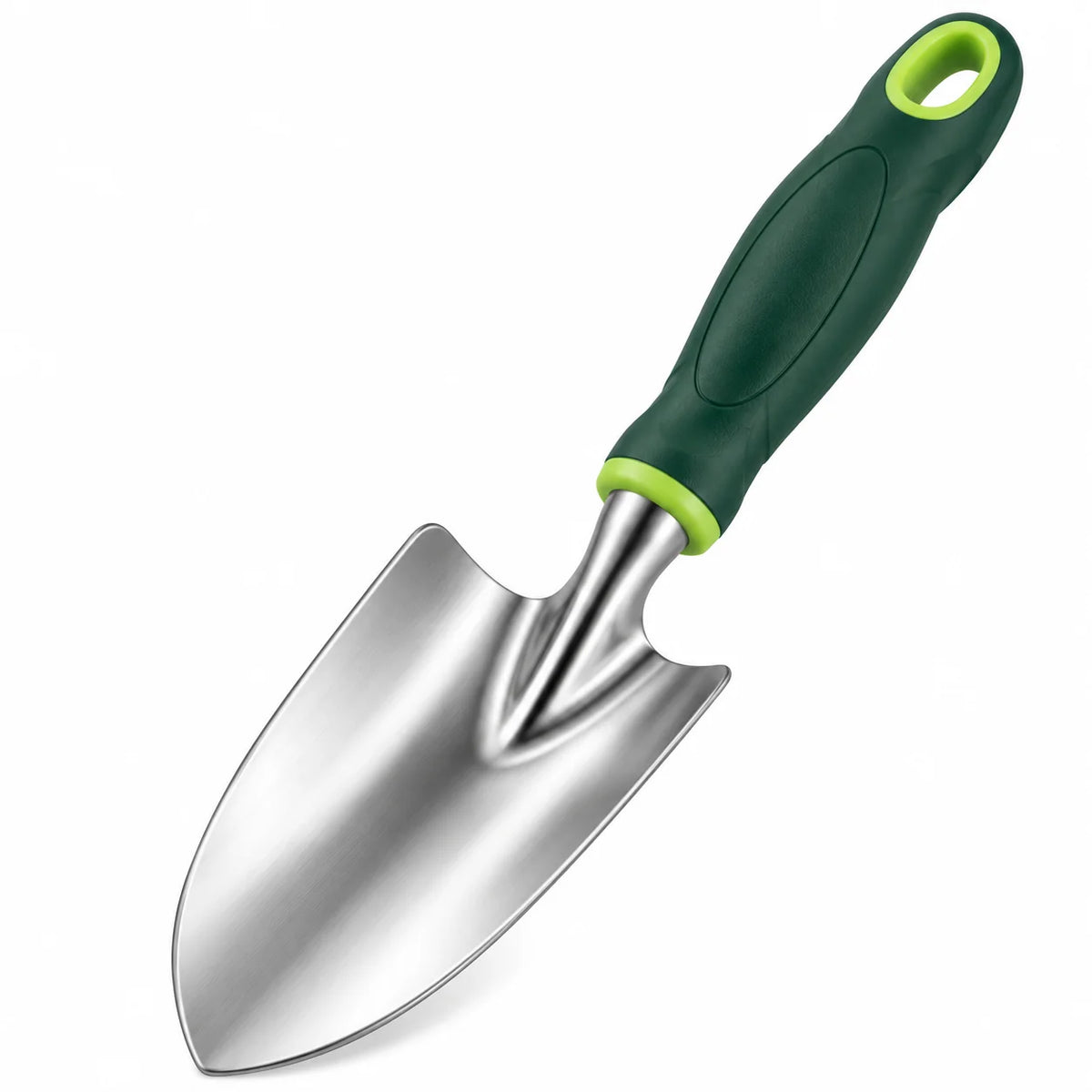 Floranza Garden Hand Trowel with Pointed Metal Scoop and Dark Green Grip Handle