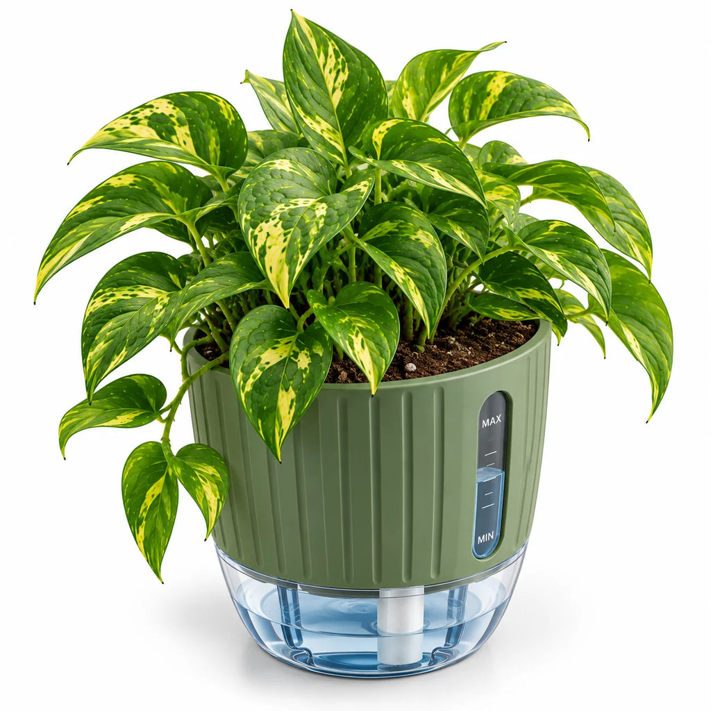 Floranza Green Self-Watering Planter with Water Level Window